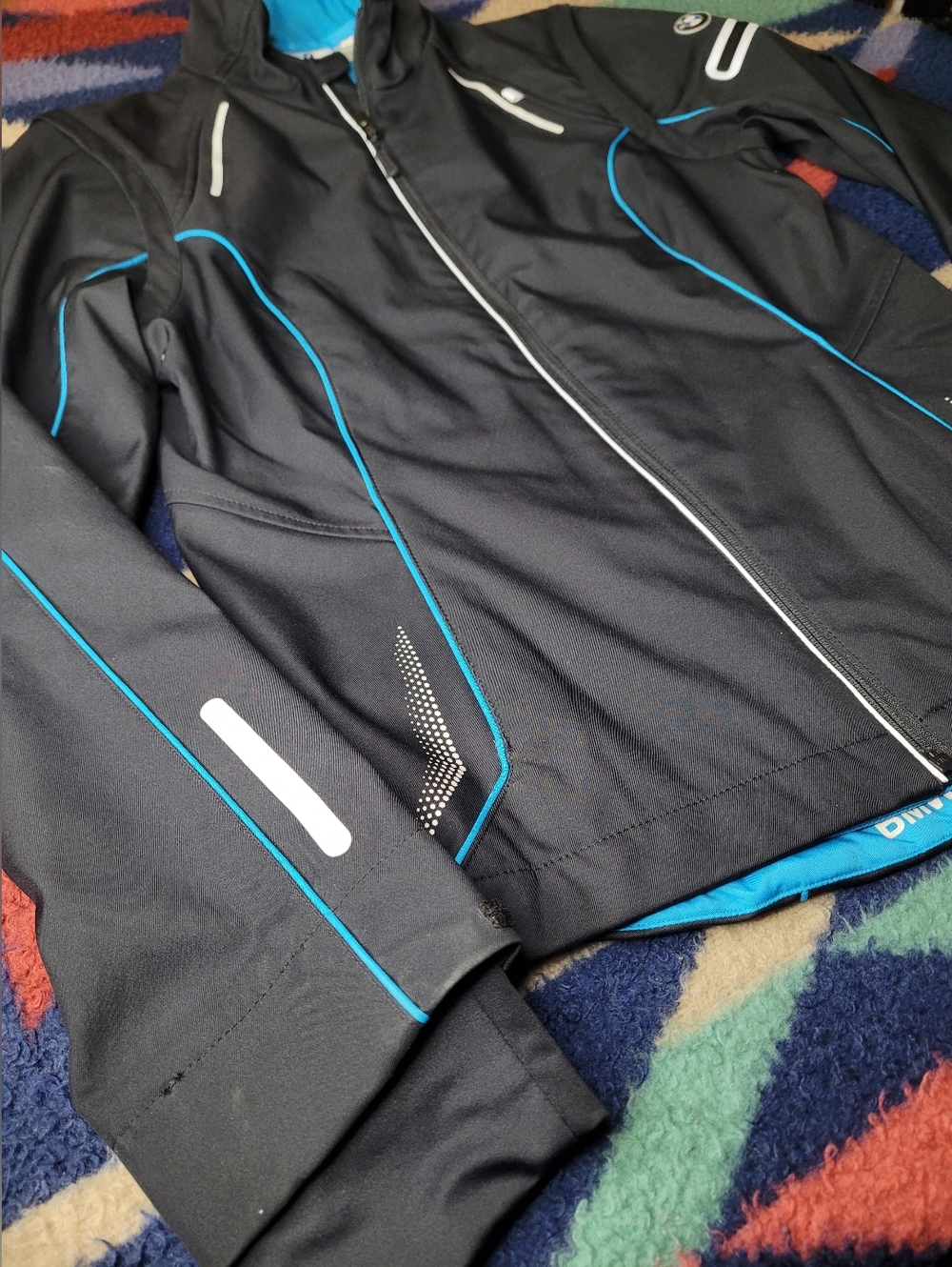 BMW Athletics Jacket Womens Small Black Full Zip Removable Sleeves Reflective - Picture 3 of 9